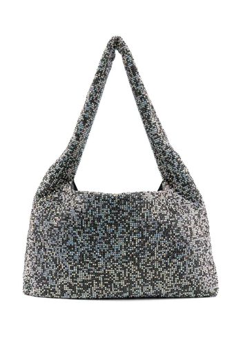 Kara Armpit Schultertasche aus Kristall-Mesh - Schwarz