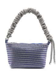 Kara Phone Cord Schultertasche aus Kristall-Mesh - Blau