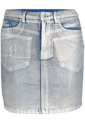 Karl Lagerfeld Jeans logo-patch metallic denim skirt - Blau