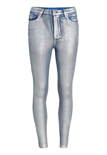 Karl Lagerfeld Jeans logo-patch metallic skinny jeans - Blau