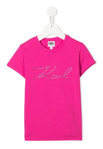 Karl Lagerfeld Kids T-Shirt mit Glitter-Logo - Rosa