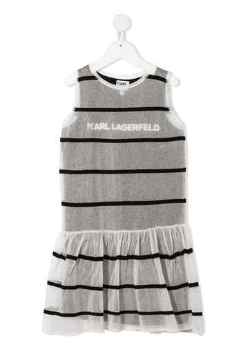 Karl Lagerfeld Kids Gestreiftes Kleid im Layering-Look - Weiß