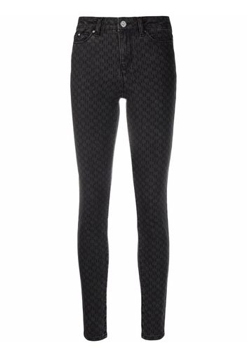 Karl Lagerfeld Halbhohe Skinny-Jeans mit Monogramm - Schwarz