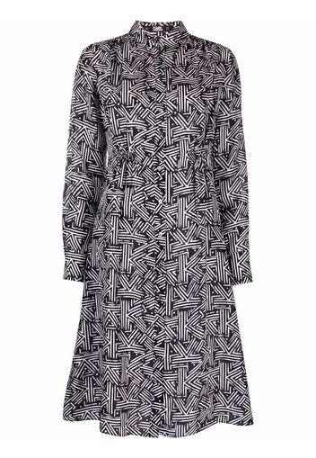 Karl Lagerfeld Seidenhemdkleid mit Monogramm-Print - Schwarz