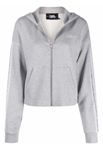 Karl Lagerfeld Kapuzenpullover mit Logo-Streifen - Grau