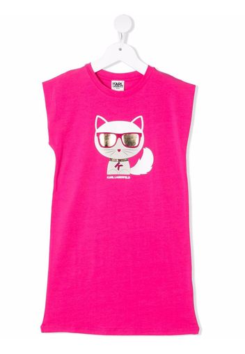 Karl Lagerfeld Kids Choupette-print T-shirt dress - Rosa