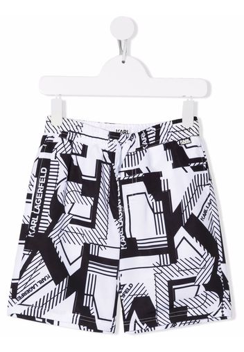 Karl Lagerfeld Kids Badeshorts mit grafischem Print - Weiß