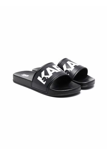 Karl Lagerfeld Kids TEEN logo-print slides - Schwarz