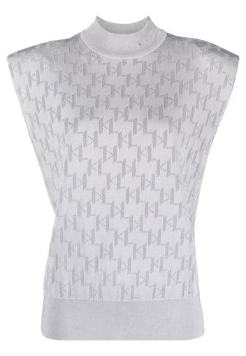 Karl Lagerfeld Stricktop aus Monogramm-Jacquard - Grau