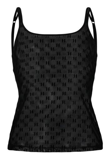 Karl Lagerfeld monogram flock-print singlet top - Schwarz