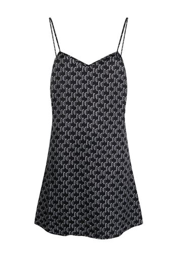 Karl Lagerfeld monogram-print slip dress - Schwarz