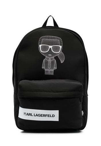 Karl Lagerfeld Kids logo cartoon-print backpack - Schwarz