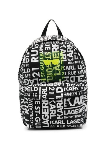 Karl Lagerfeld Kids logo-print zip-up backpack - Schwarz