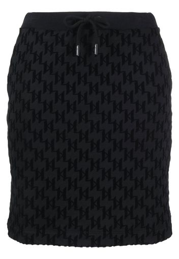 KARL LAGERFELD monogram-pattern drawstring skirt - Schwarz