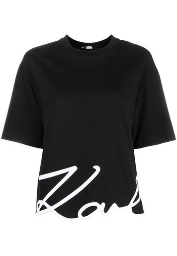 KARL LAGERFELD Signature-hem T-shirt - Schwarz