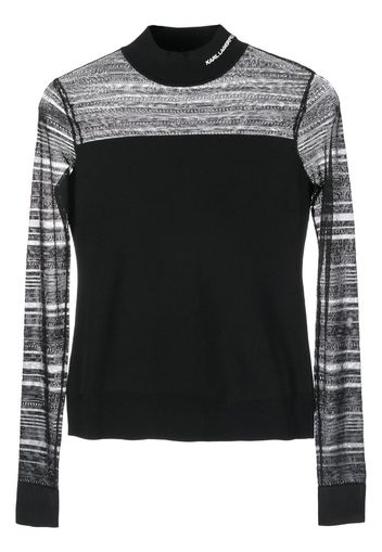 Karl Lagerfeld logo-embroidered mock-neck top - Schwarz