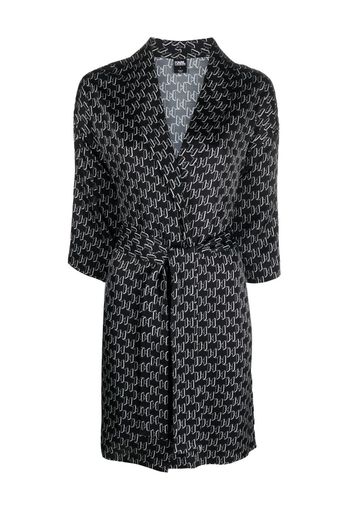 Karl Lagerfeld monogram belted robe - Schwarz