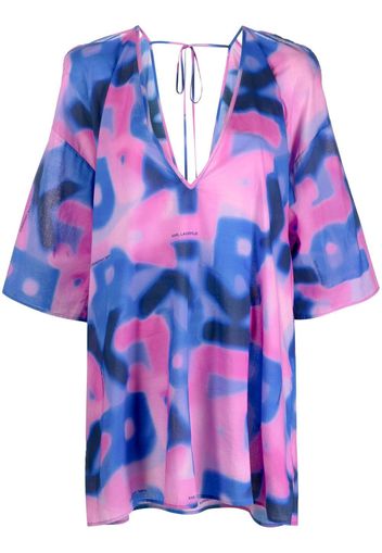 Karl Lagerfeld Kleid mit abstraktem Print - Blau