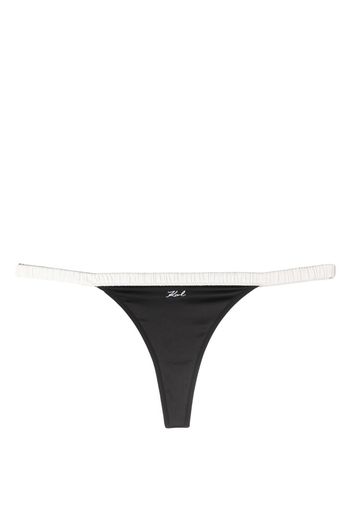 Karl Lagerfeld two-tone satin thong - Schwarz