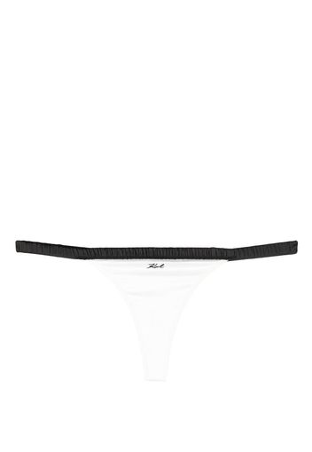 Karl Lagerfeld two-tone satin thong - Weiß