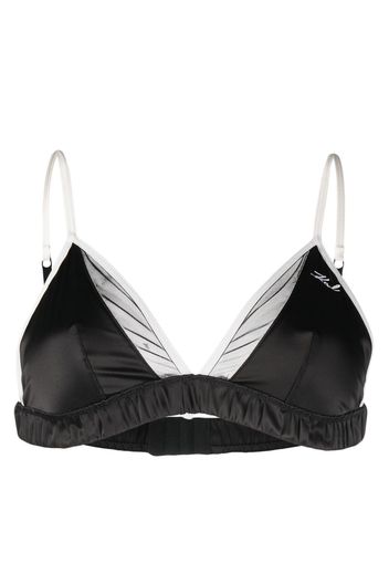 Karl Lagerfeld two-tone satin triangle bra - Schwarz