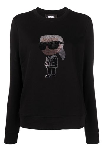 Karl Lagerfeld Ikonik 2.0 embellished cotton sweatshirt - Schwarz