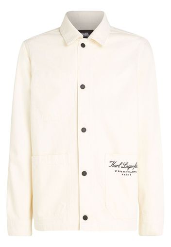 Karl Lagerfeld embroidered-logo overshirt jacket - Nude