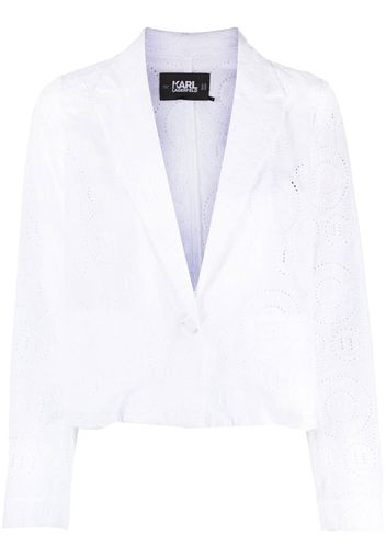 Karl Lagerfeld Cropped-Blazer mit Lochstickerei - Weiß