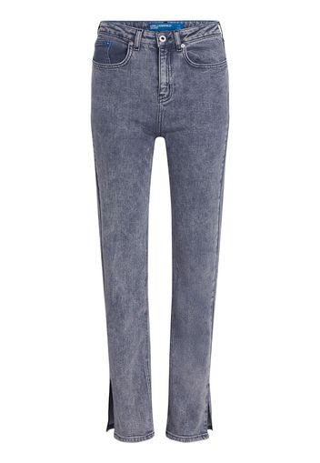 Karl Lagerfeld distressed straight-leg side-slit jeans - Schwarz