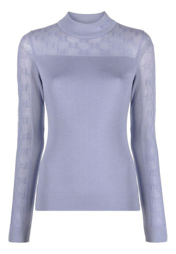 Karl Lagerfeld logo-knit mock-neck jumper - Blau