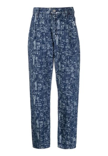 Karl Lagerfeld Tapered-Jeans mit Print - Blau