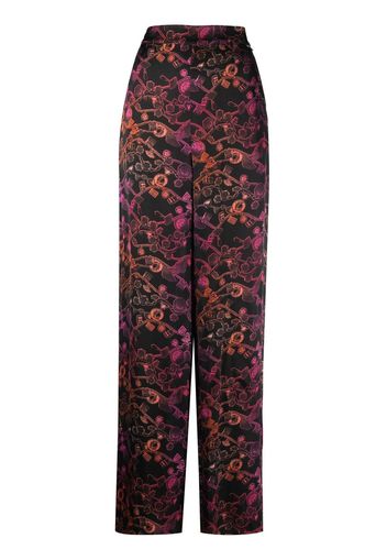 Karl Lagerfeld Hose mit Satin-Print - Schwarz