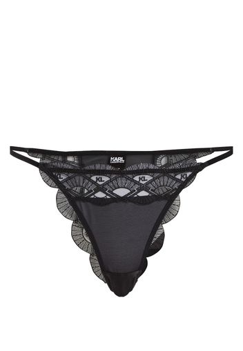 Karl Lagerfeld logo-embroidered lace Brazilian briefs - Schwarz