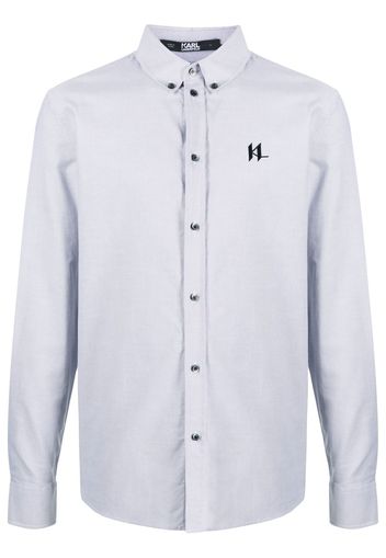 Karl Lagerfeld Oxford-Hemd mit Logo-Stickerei - Grau