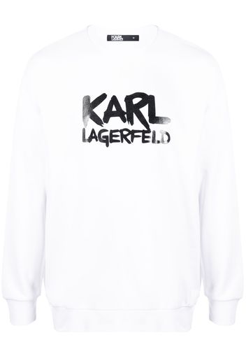 Karl Lagerfeld logo-stamp long-sleeve sweatshirt - Weiß