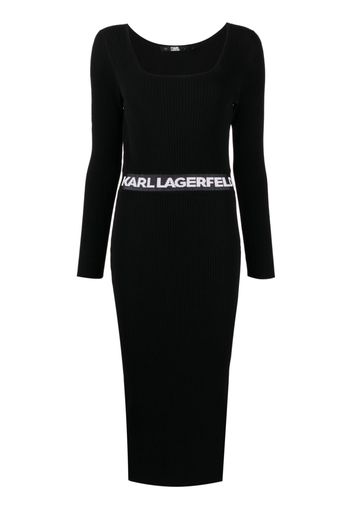 Karl Lagerfeld logo-print knitted dress - Schwarz