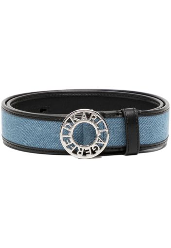 Karl Lagerfeld logo-buckle denim leather belt - Blau