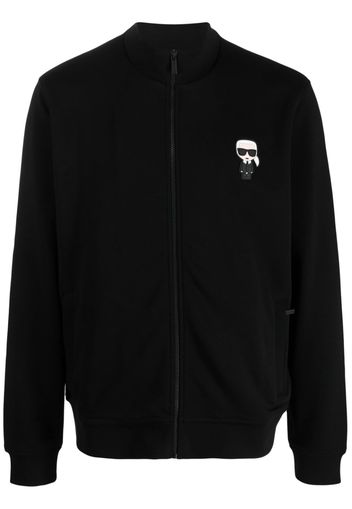 Karl Lagerfeld logo-patch zip-up sweater - Schwarz