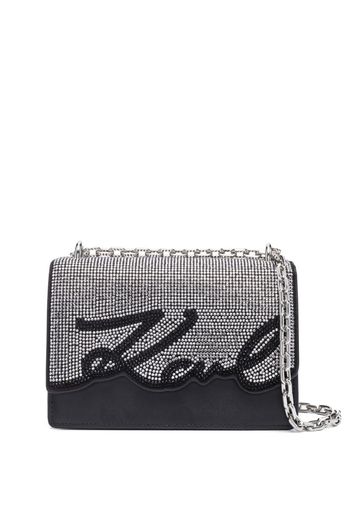 Karl Lagerfeld K/Signatur Schultertasche mit Strass - Schwarz