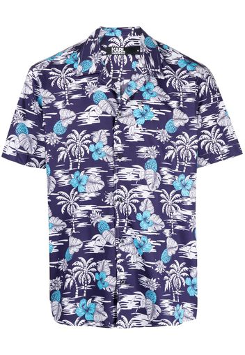 Karl Lagerfeld palm tree-print cotton shirt - Blau