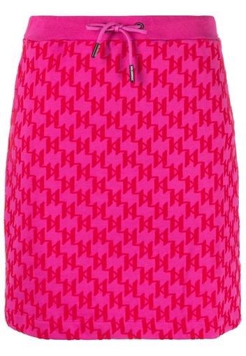 Karl Lagerfeld monogram-print drawstring skirt - Rosa