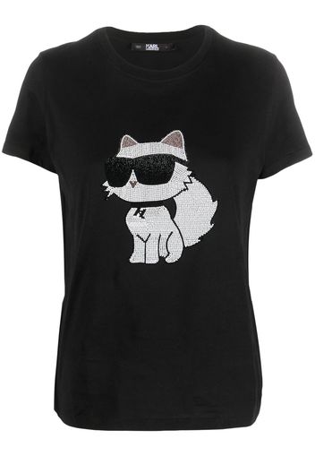 Karl Lagerfeld T-Shirt mit Katzen-Print - Schwarz