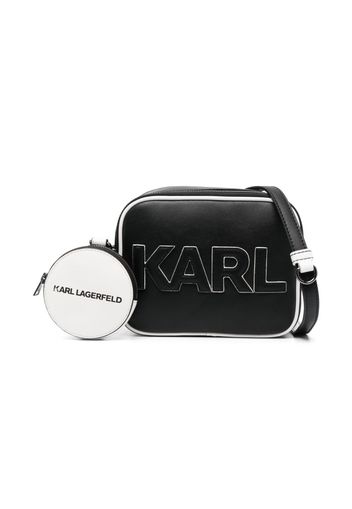 Karl Lagerfeld Kids patch-lettering faux-leather shoulder bag - Schwarz