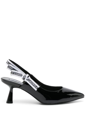 Karl Lagerfeld 75mm logo-strap leather pumps - Schwarz