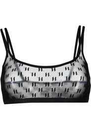 Karl Lagerfeld sheer monogram-pattern bralette - Schwarz