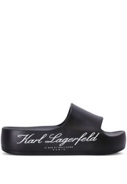 Karl Lagerfeld logo-print flat slides - Schwarz