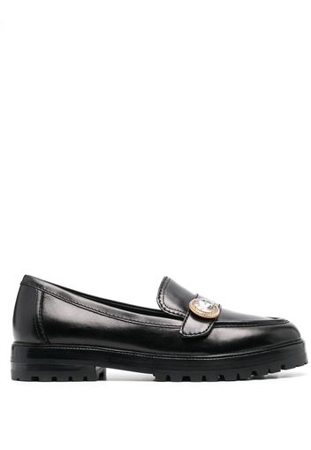 Kate Spade crystal-embellished leather loafers - Schwarz