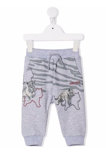 Kenzo Kids tiger stripe animal-print trackpants - Grau