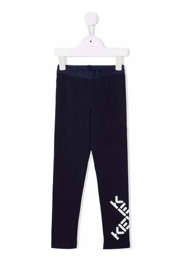 Kenzo Kids logo-print stretch-cotton leggings - Blau