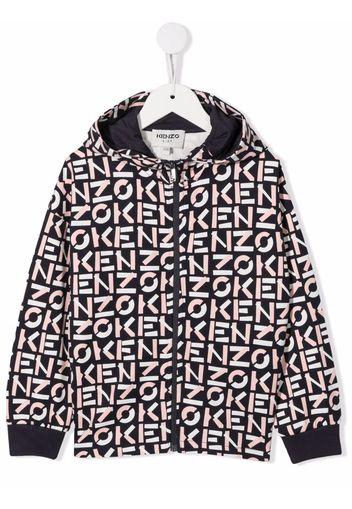 Kenzo Kids logo-lettering zip-up hoodie - Grau